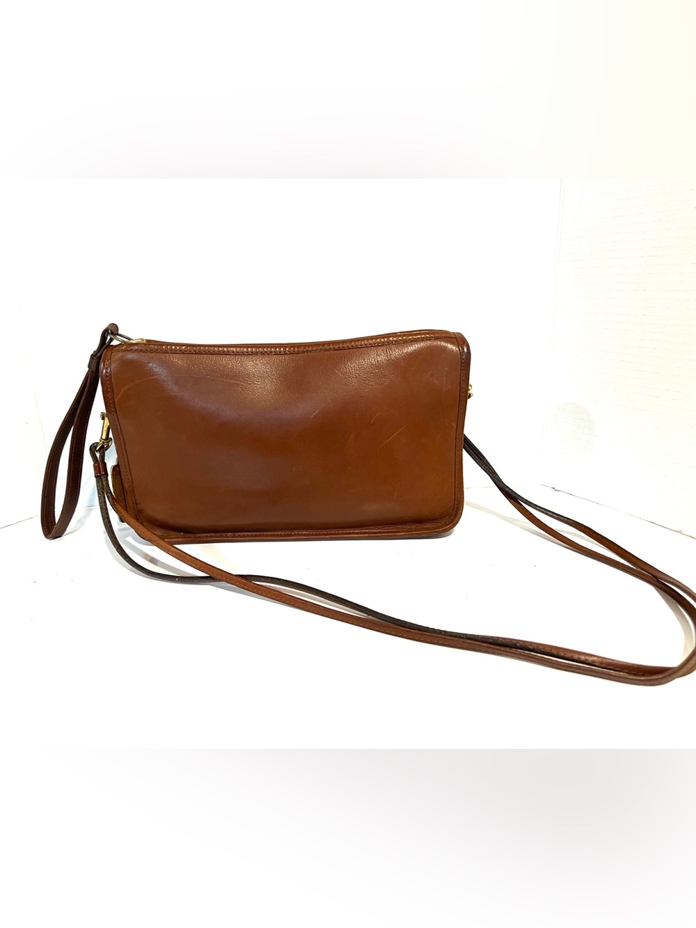 VTG Coach NYC Basic Bag 9455 British Tan Crossbody Leather Clutch No F54-4112